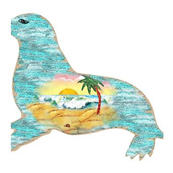 Sea Lions Wooden Holiday Ornament by G. DeBrekht - Coastal Holiday Decor