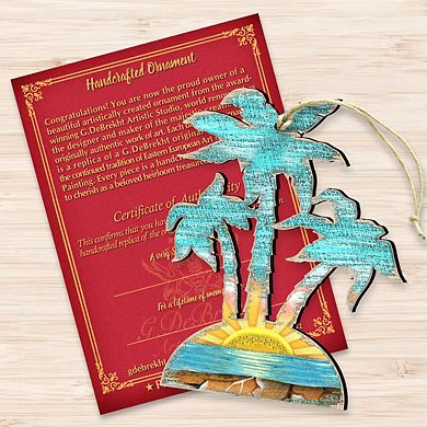 Rustic Palm Trees Wooden Ornament by G. DeBrekht - Coastal Holiday Decor