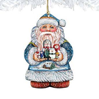 Santa with Matreshka Wooden Christmas Ornament by G. DeBrekht - Christmas Santa Snowman Decor