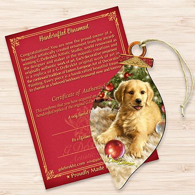 Christmas Puppy Wooden Christmas Ornament by Gelsinger - Christmas Decor