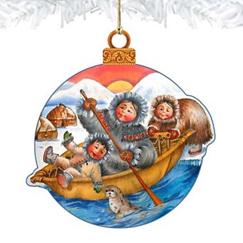 North Pole Santa Christmas Wooden Christmas Ornament by G. DeBrekht - Christmas Santa Snowman Decor