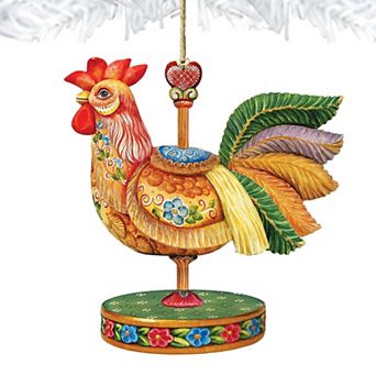 Carousel Rooster Christmas Wooden Christmas Ornament by G. DeBrekht - Carousel Holiday Decor