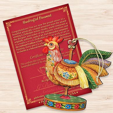 Carousel Rooster Christmas Wooden Ornament by G. DeBrekht - Carousel Holiday Decor