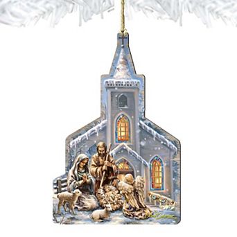Nativity Chapel Wooden Holiday Ornament by Gelsinger - Nativity Holiday Decor