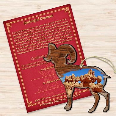 Goat Shaped Wooden Holiday Ornament by G. DeBrekht - Wildlife Holiday Decor