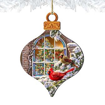 Winter House Cardinals Wooden Christmas Ornament by Gelsinger - Christmas Decor