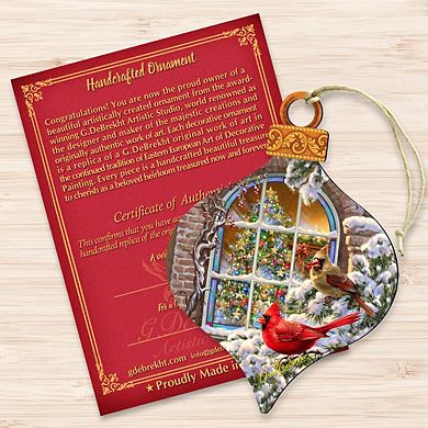 Winter House Cardinals Wooden Christmas Ornament by Gelsinger - Christmas Decor