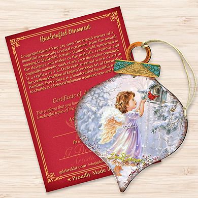 Red Robin Woodland Angel Wooden Holiday Ornament by Gelsinger - Nativity Holiday Decor