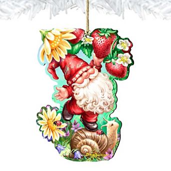 Sweet Summer Gnome Dwarf Wooden Ornament by Gelsinger - Easter Spring Decor