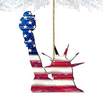 Statue of Liberty Rustic Wooden Ornament by G. DeBrekht - American Patriotic Decor