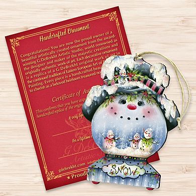 Joe Cool Snow Globe Wooden Ornament by J. Mills-Price - Christmas Santa Snowman Decor