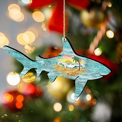 Shark Wooden Holiday Ornament by G. DeBrekht - Coastal Holiday Decor
