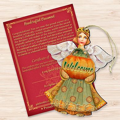 Fall Angel Wooden Holiday Ornament Fall by G. DeBrekht - Thanksgiving Halloween Decor