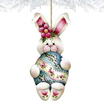 Bunny Hugs Wooden Holiday Ornament Easter by J. Mills-Price - Easter Spring Decor