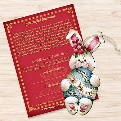 Bunny Hugs Wooden Holiday Ornament Easter by J. Mills-Price - Easter Spring Decor