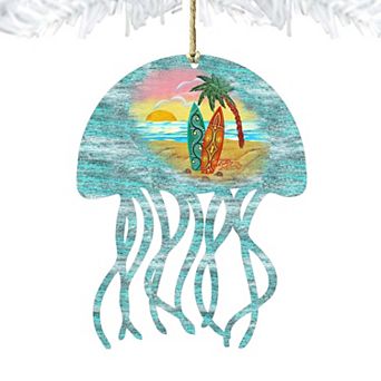 Jellyfish Wooden Holiday Ornament by G. DeBrekht - Coastal Holiday Decor