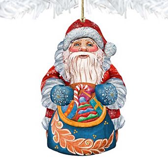 Birdie Santa Christmas Wooden Christmas Ornament by G. DeBrekht - Christmas Santa Snowman Decor