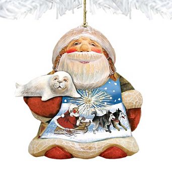 Northern Light Santa Wooden Christmas Ornament by G. DeBrekht - Christmas Decor