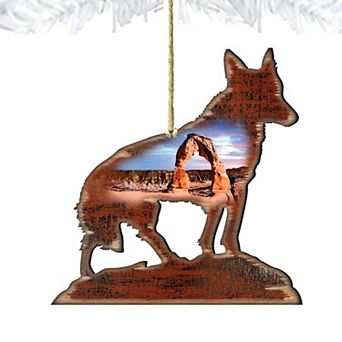 Coyote Wooden Holiday Ornament by G. DeBrekht - Wildlife Holiday Decor
