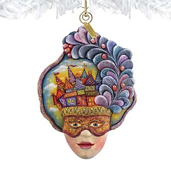 Carnival Mask Wooden Holiday Ornament by G. DeBrekht - Thanksgiving Halloween Decor