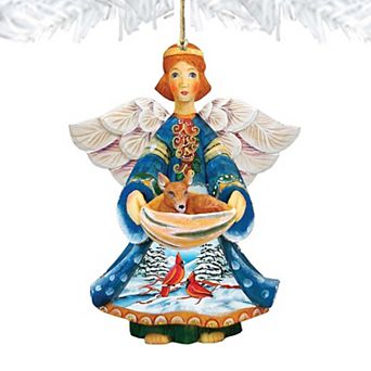 Cardinal Deer Angel Wooden Holiday Ornament by G. DeBrekht - Nativity Holiday Decor
