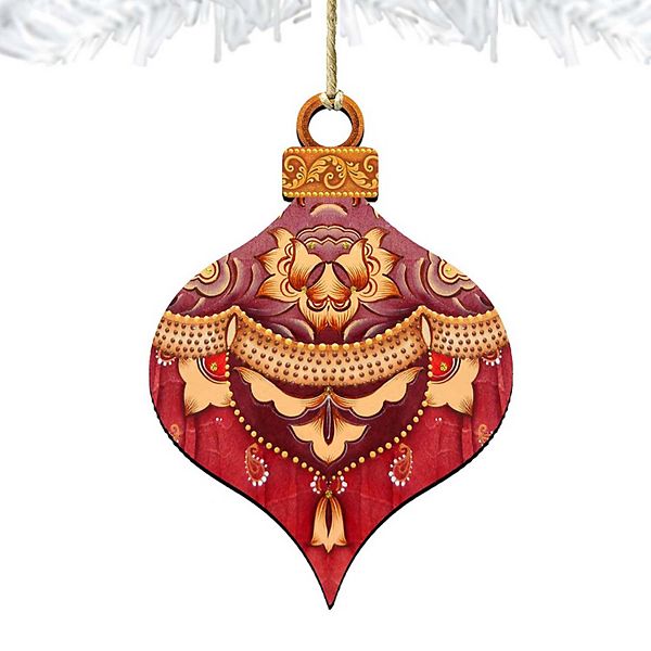 Red Round Ball Wooden Ornament by G. DeBrekht Christmas Decor