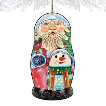 Santa Nesting Doll Wooden Christmas Ornament by G. DeBrekht - Christmas Santa Snowman Decor
