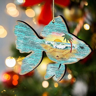Fish Wooden Holiday Ornament by G. DeBrekht - Coastal Holiday Decor