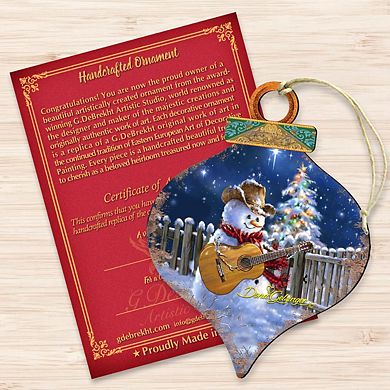 Guitar Player Snowman Wooden Christmas Ornament by Gelsinger - Christmas Santa Snowman Decor