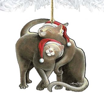 Star Crossed Santa Cat Wooden Holiday Ornament by Laura Seeley - Pets Dog and Cats Decor