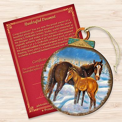 Horses Ball Wooden Holiday Ornament by G. DeBrekht - Wildlife Holiday Decor