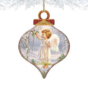 Little Angel Winter Blessings Wooden Holiday Ornament by Gelsinger - Nativity Holiday Decor
