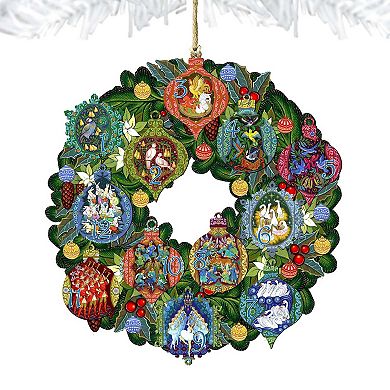 12 Days of Christmas Wreath Wooden Ornament by G. DeBrekht - Christmas Decor