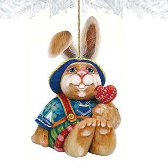 Baby Bunny Wooden Holiday Ornament Easter by G. DeBrekht - Easter Spring Decor