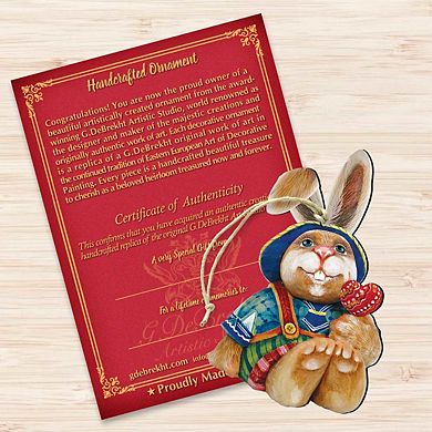 Baby Bunny Wooden Holiday Ornament Easter by G. DeBrekht - Easter Spring Decor