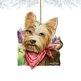 A Cool Drink Dog Wooden Holiday Ornament by Laura Seeley - Pets Dog and Cats Decor