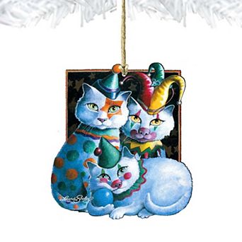 Performers Cat Wooden Holiday Ornament by Laura Seeley - Pets Dog and Cats Decor