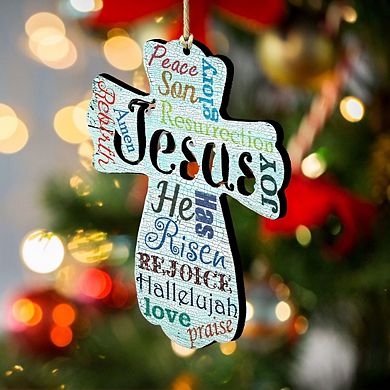 Jesus Cross Wooden Ornament by G. DeBrekht - Easter Spring Decor