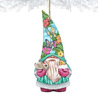 Spring Gnome Dwarf Wooden Holiday Ornament by G. DeBrekht - Easter Spring Decor