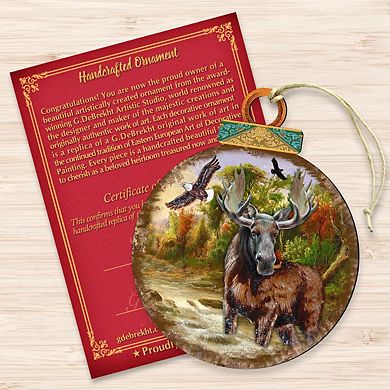 Woodsy Moose Ball Wooden Holiday Ornament by G. DeBrekht - Wildlife Holiday Decor