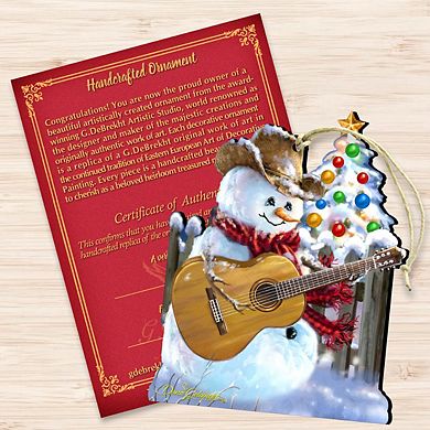 Guitar Rocker Snowman Wooden Ornament by Gelsinger - Christmas Santa Snowman Decor