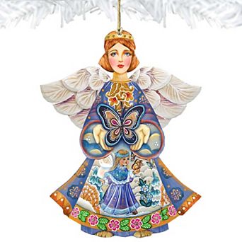Butterfly Angel Wooden Holiday Ornament by G. DeBrekht