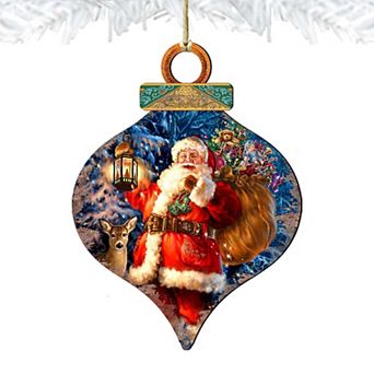 Woodland Santa Wooden Christmas Ornament by Gelsinger - Christmas Santa Snowman Decor