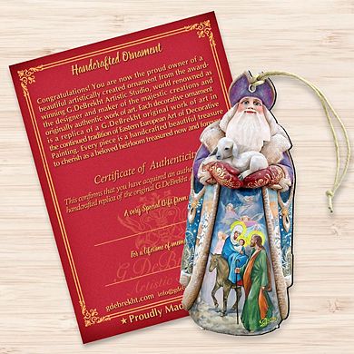 Santa and the Guardian Angels Wooden Ornament by G. DeBrekht - Christmas Santa Snowman Decor