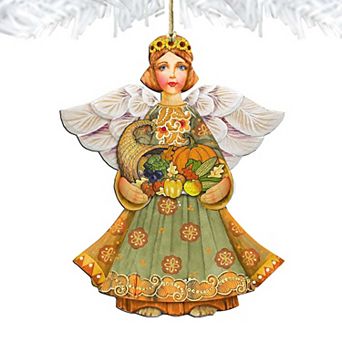 Fall Angel Wooden Holiday Ornament by G. DeBrekht - Thanksgiving Halloween Decor