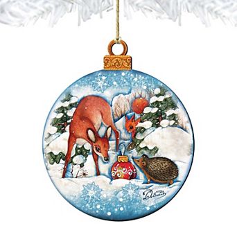 Forest Friends Ball Wooden Holiday Ornament by G. DeBrekht - Wildlife Holiday Decor