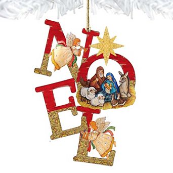 Noel Nativity Wooden Holiday Ornament by G. DeBrekht - Nativity Holiday Decor