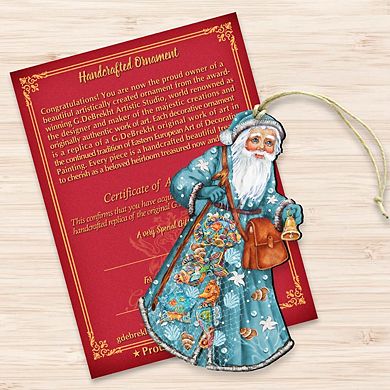 Fishermen Santa Wooden Holiday Ornament by G. DeBrekht - Coastal Holiday Decor