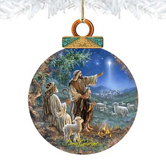 Shepherds afield Wooden Holiday Ornament by Gelsinger - Nativity Holiday Decor