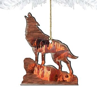 Howling Wolf Wooden Holiday Ornament by G. DeBrekht - Wildlife Holiday Decor